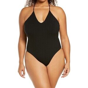 AFRM Women's Hara T-Back Ribbed Bodysuit Black Plus Size 1X